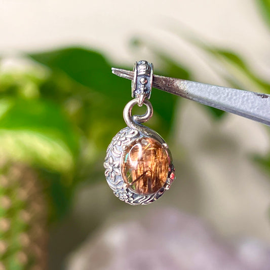 S925 Rutile Quartz & Sunstone Pendants